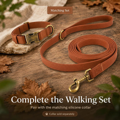 B&F Dog Leash for Small Dogs 4.9ft Silicone Leather Soft Handle for Medium Dogs Skin-Friendly Waterproof Odor-Proof Walking and Training Leash (Brown,4.9FT)