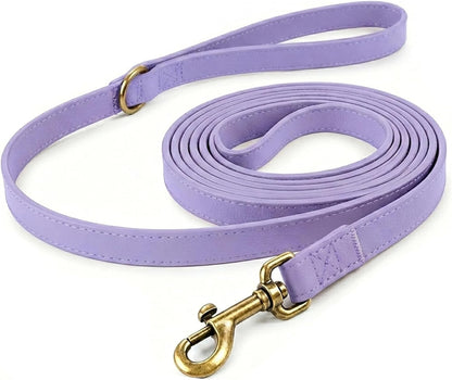 B&F Dog Leash for Small Dogs 4.9ft Silicone Leather Soft Handle for Medium Dogs Skin-Friendly Waterproof Odor-Proof Walking and Training Leash (Brown,4.9FT)