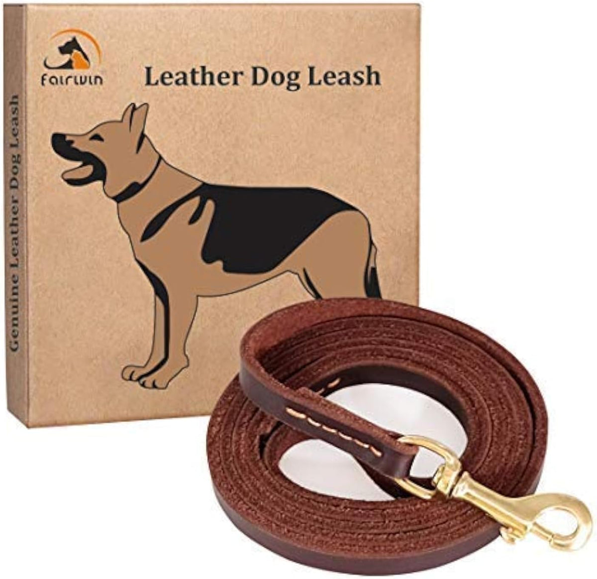 Braided Leather Dog Training Leash 6 Foot - Military Grade Heavy Duty Dog Leash for Large Medium Small Dogs (Brown, M:5/8" x 6ft)