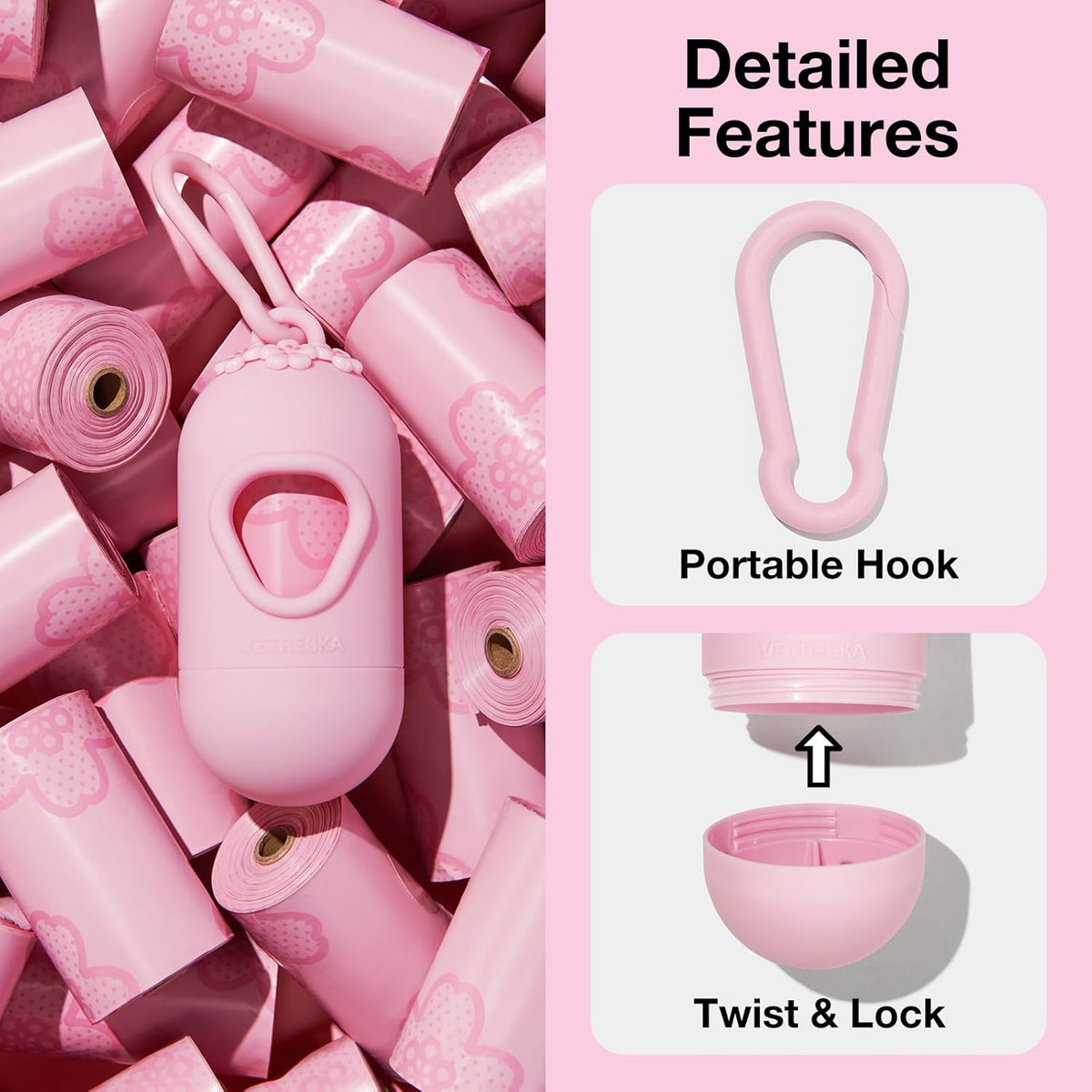 Dog Poop Bag Dispenser with 105 Cherry Blossom Scented Bags
