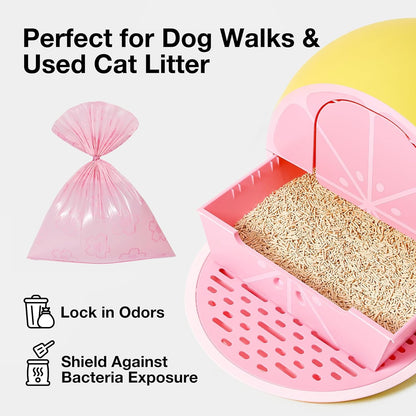 Dog Poop Bag Dispenser with 105 Cherry Blossom Scented Bags