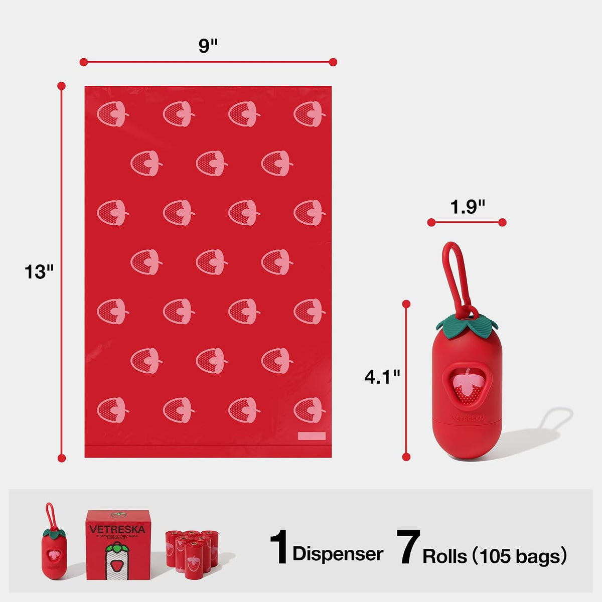 Dog Poop Bag Dispenser with 105 Cherry Blossom Scented Bags
