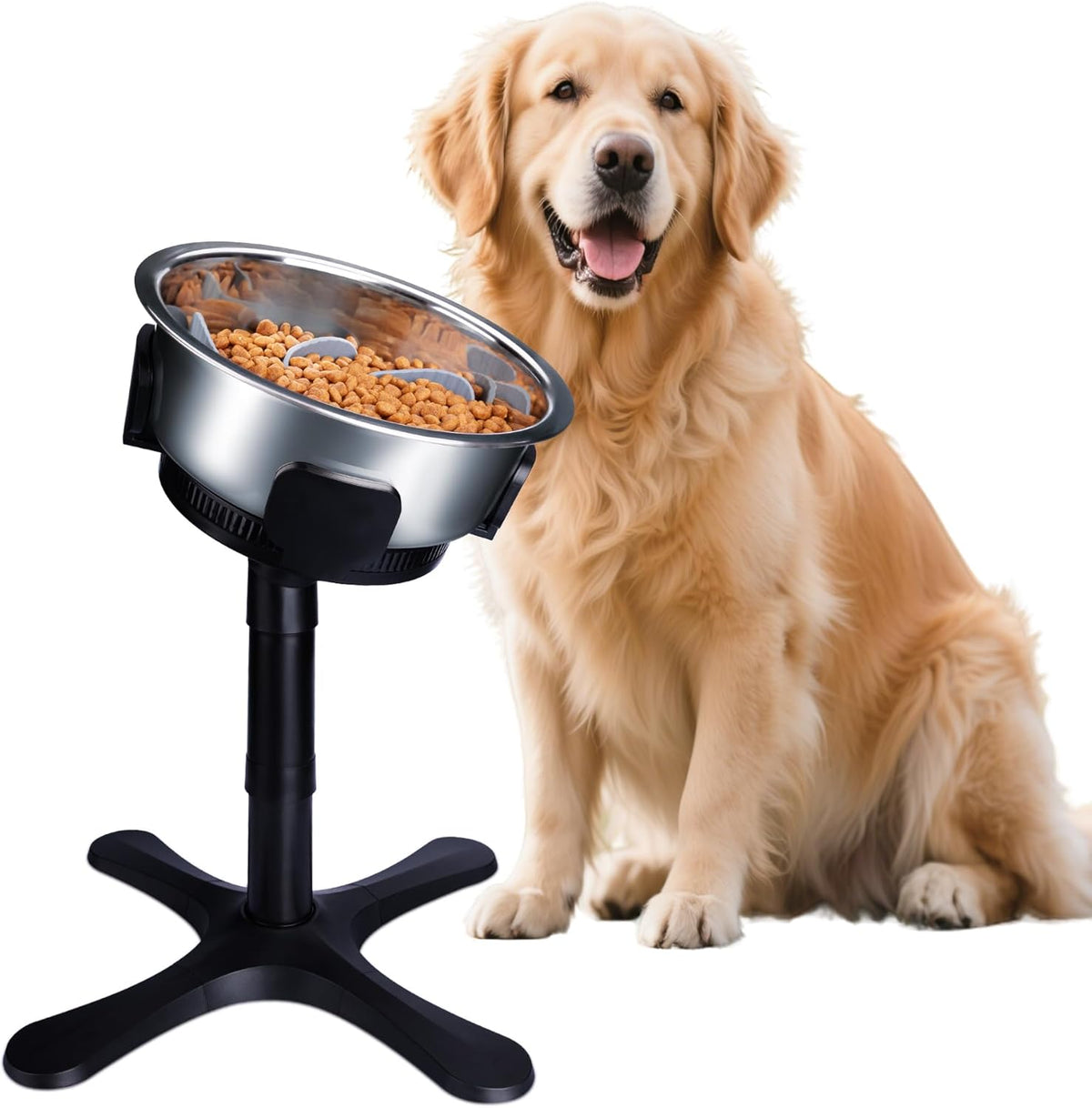 Elevated Adjustable Dog Bowl Feeding Stand, 3 Heights and Tiled Ajudst, Compatible with Moost Feeding Bowls, Great for Medium Large Dogs(Dog Food Bowl Stand)