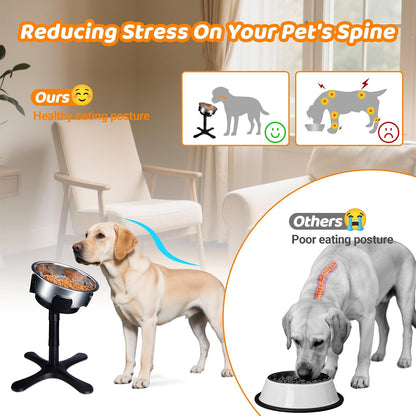 Elevated Adjustable Dog Bowl Feeding Stand, 3 Heights and Tiled Ajudst, Compatible with Moost Feeding Bowls, Great for Medium Large Dogs(Dog Food Bowl Stand)