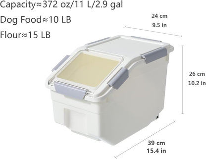 2 Pack Dog Food Storage Container with Scoop,Large Airtight Pet Dog Food Bin,Container for Dog Treats Rice,Dog Cat Dry Food Bin,Baking Supplies,Flour,Rice,Kitchen Pantry Cereal(10 LB)