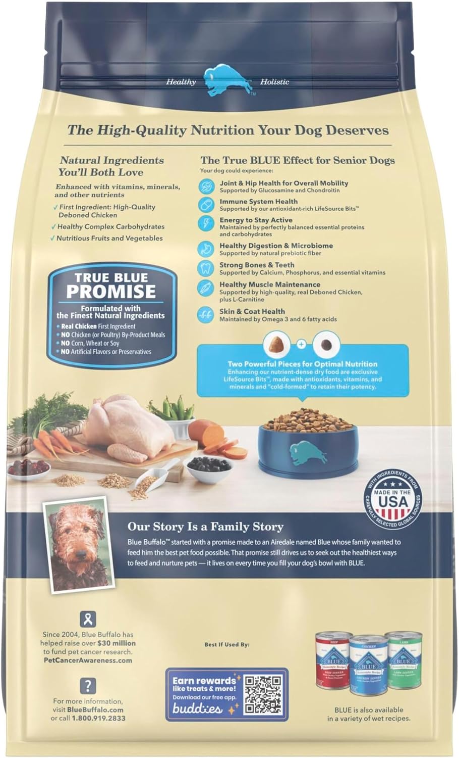 Blue Buffalo Life Protection Formula Chicken Senior 7+ Dry Dog Food, 15 lb
