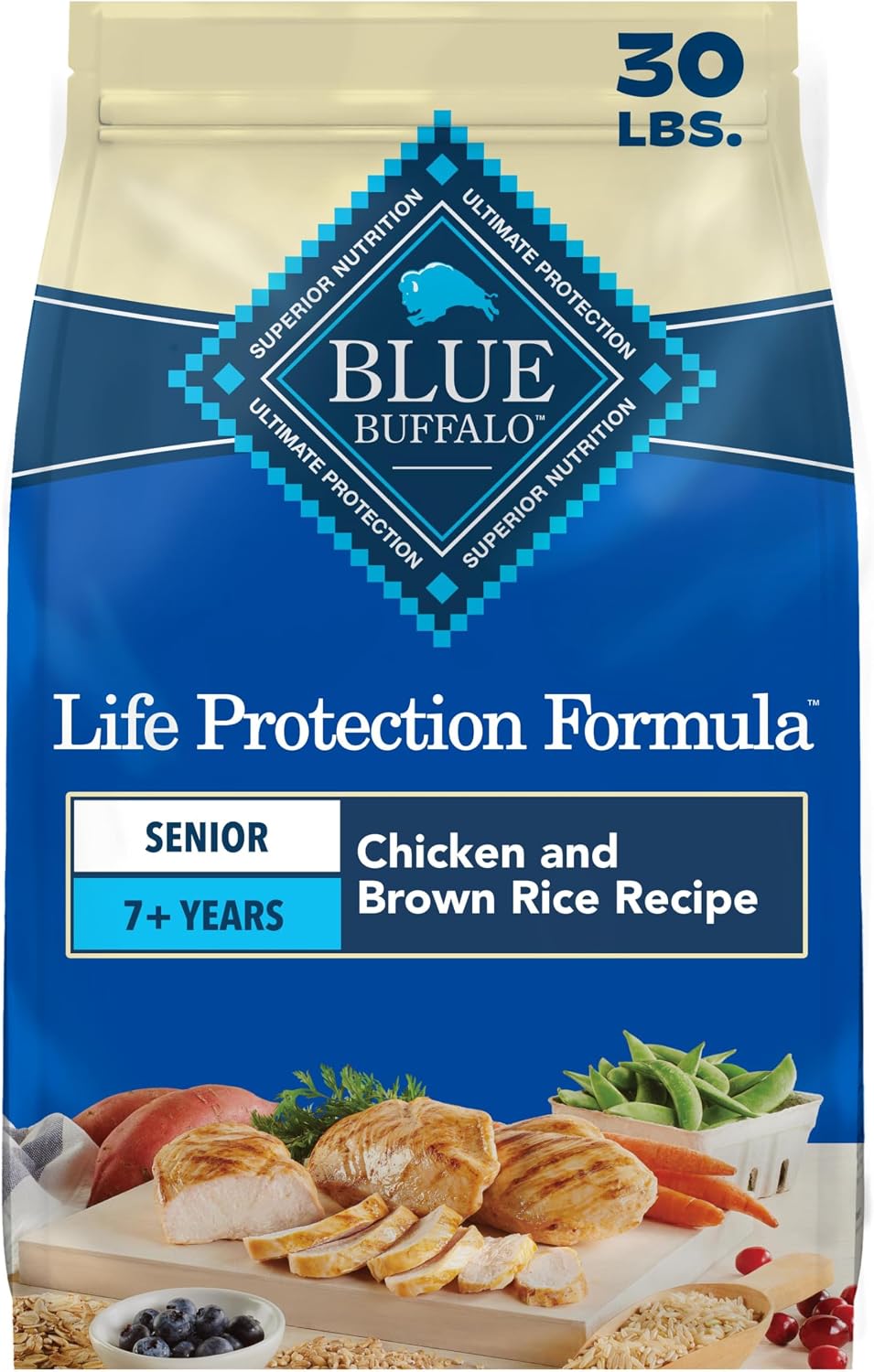 Blue Buffalo Life Protection Formula Chicken Senior 7+ Dry Dog Food, 15 lb