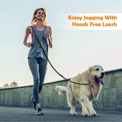 Multi Function 8ft Leather Dog Leash, Genuine Leather Hands Free Leash for Small, Medium and Large Dogs