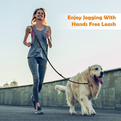 Multi Function 8ft Leather Dog Leash, Genuine Leather Hands Free Leash for Small, Medium and Large Dogs
