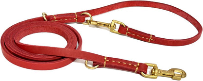 Multi Function 8ft Leather Dog Leash, Genuine Leather Hands Free Leash for Small, Medium and Large Dogs