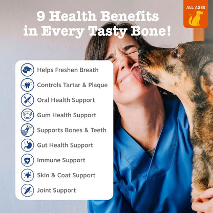 Functional Dental Bones for Small Dogs - Plaque & Tartar Control - Supports Gut, Skin, Coat, Hip, Joint & Immunity