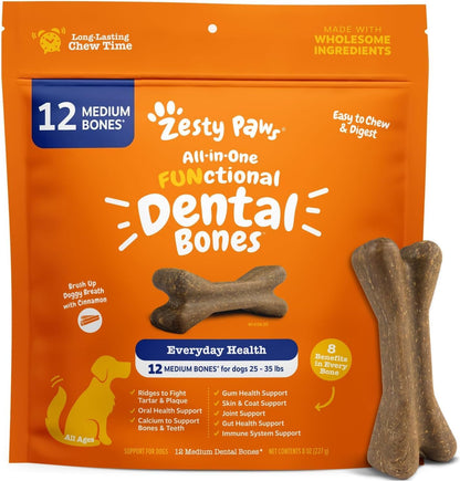 Functional Dental Bones for Small Dogs - Plaque & Tartar Control - Supports Gut, Skin, Coat, Hip, Joint & Immunity