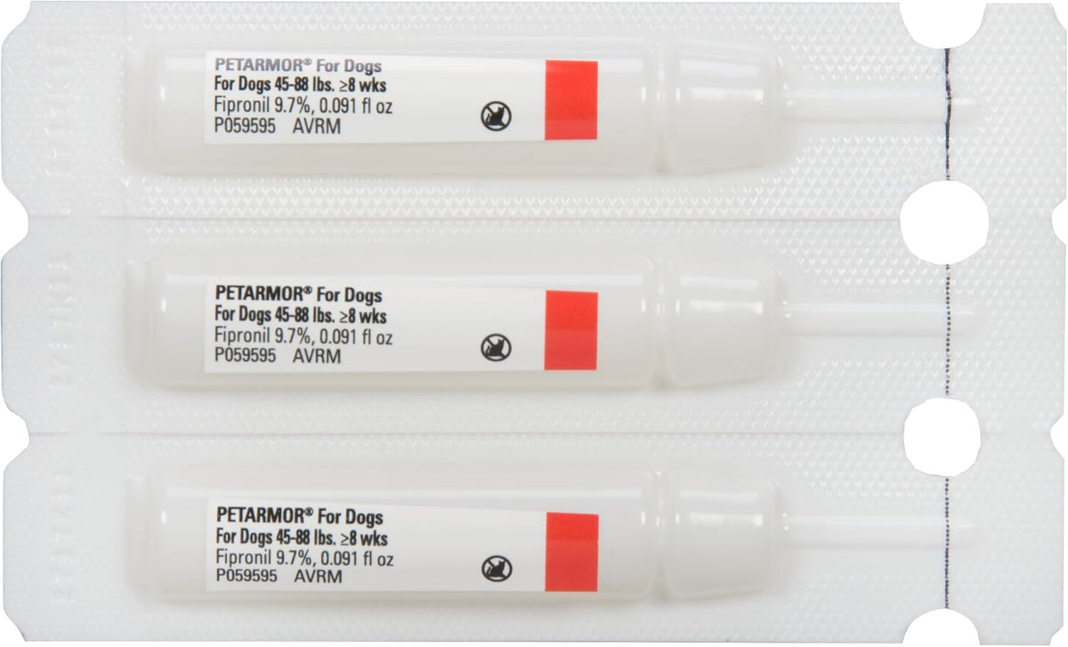 Flea & Tick Topical Dogs 45-88 lbs, Fipronil, 3-Month