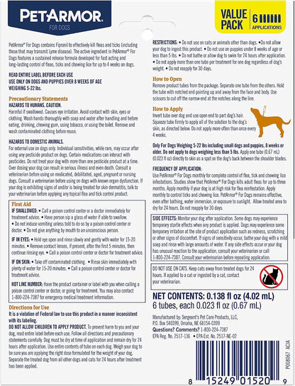 Flea & Tick Topical Dogs 45-88 lbs, Fipronil, 3-Month