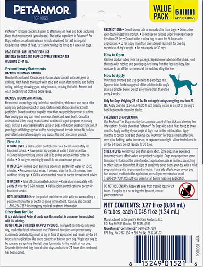 Flea & Tick Topical Dogs 45-88 lbs, Fipronil, 3-Month