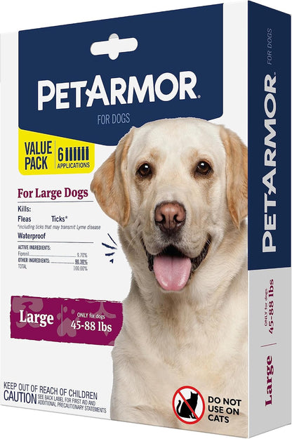Flea & Tick Topical Dogs 45-88 lbs, Fipronil, 3-Month