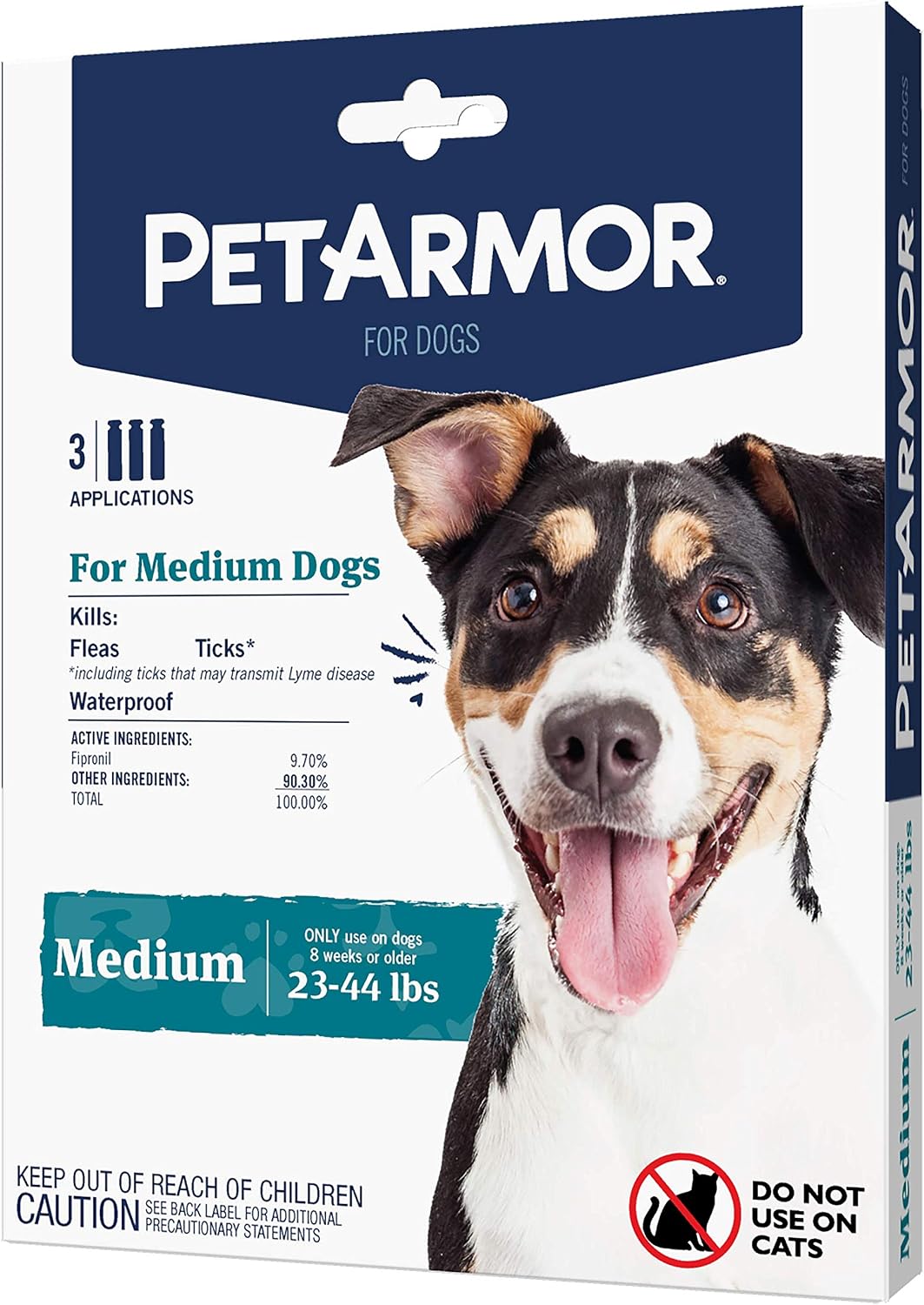 Flea & Tick Topical Dogs 45-88 lbs, Fipronil, 3-Month