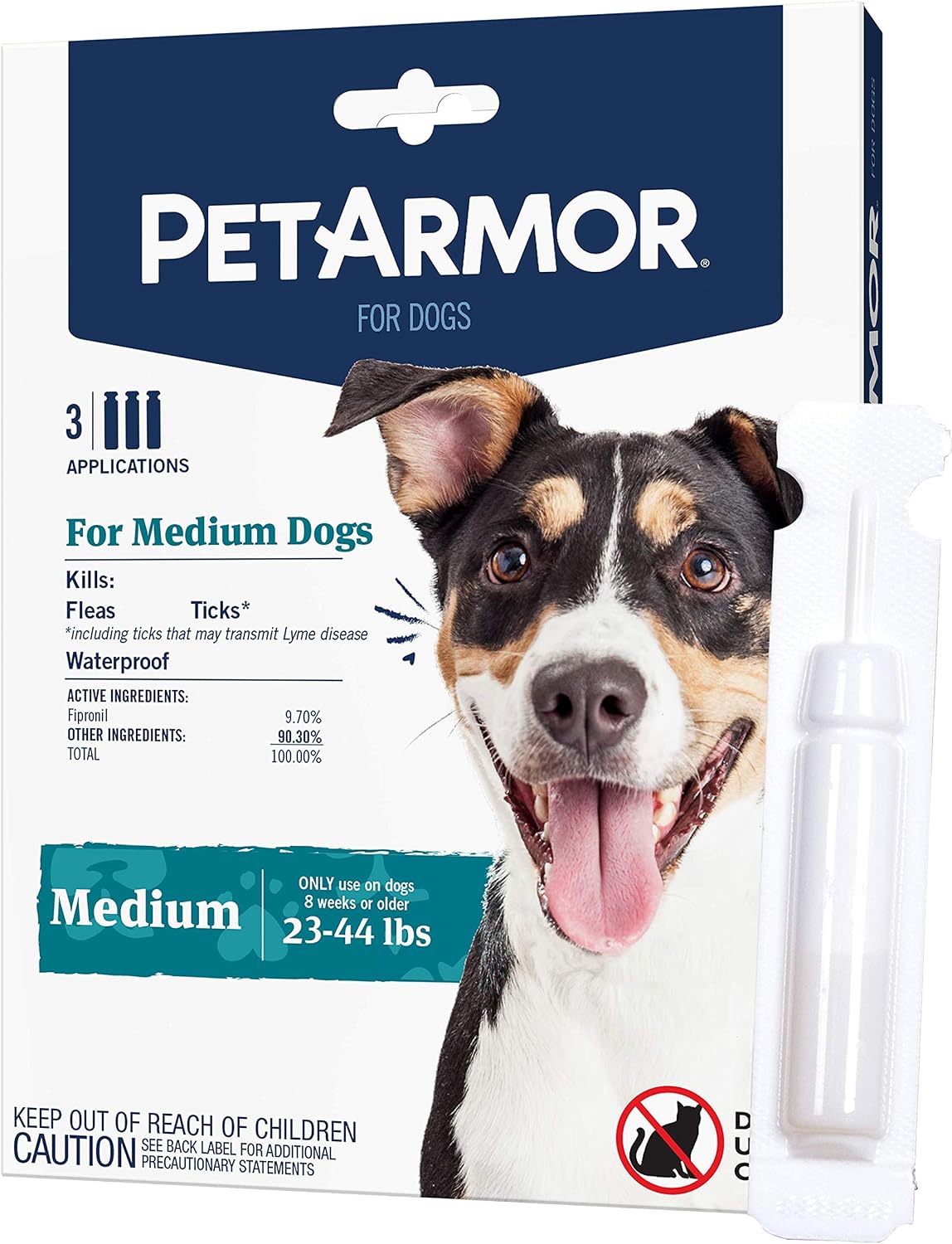 Flea & Tick Topical Dogs 45-88 lbs, Fipronil, 3-Month