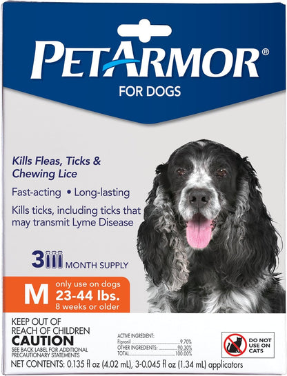 Flea & Tick Topical Dogs 45-88 lbs, Fipronil, 3-Month