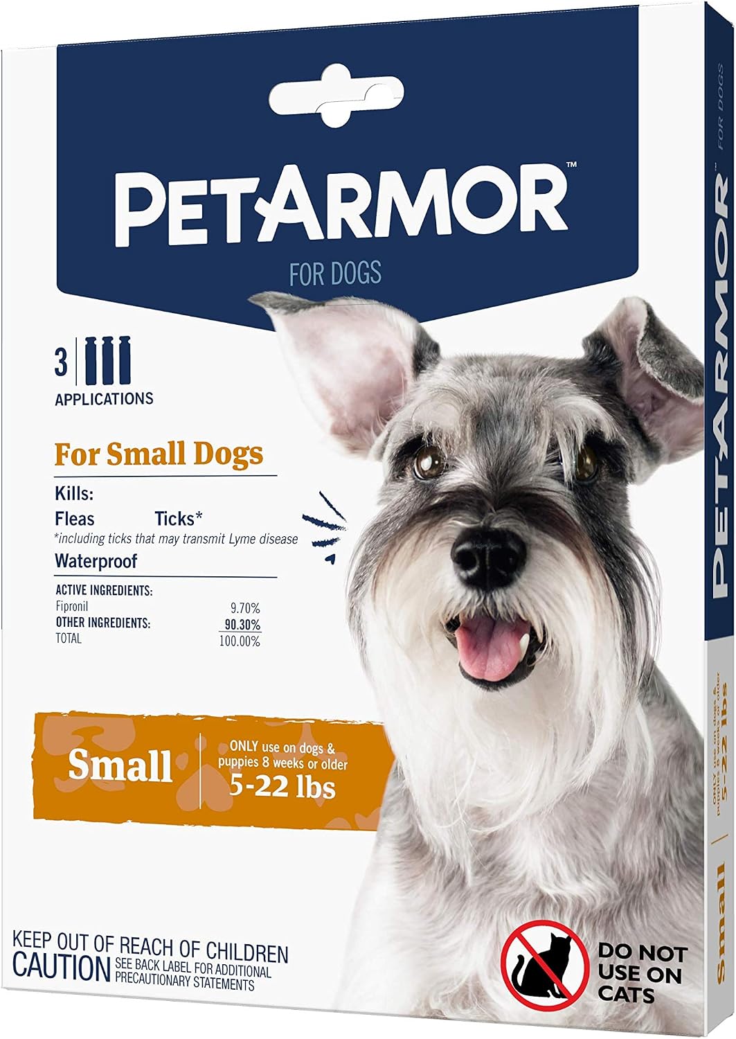Flea & Tick Topical Dogs 45-88 lbs, Fipronil, 3-Month