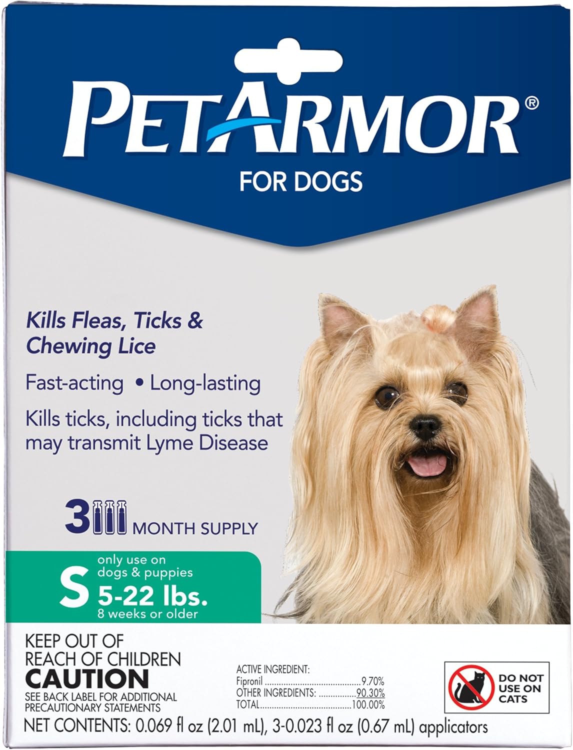 Flea & Tick Topical Dogs 45-88 lbs, Fipronil, 3-Month