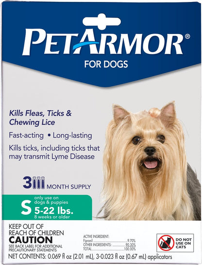 Flea & Tick Topical Dogs 45-88 lbs, Fipronil, 3-Month