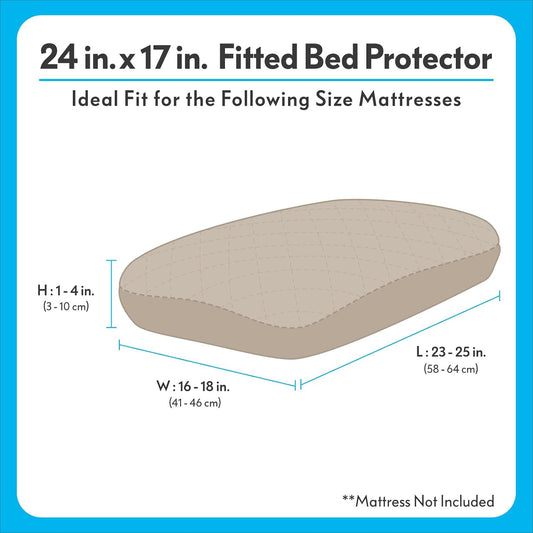 Paw Inspired Washable, Waterproof Fitted Dog Bed Cover, Beige, 34x2x5 Inch | Bed Protector for Dog Mattress, Removable Replacement Cover, For Small to Medium Pet Bed