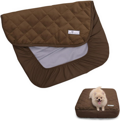 Paw Inspired Washable, Waterproof Fitted Dog Bed Cover, Beige, 34x2x5 Inch | Bed Protector for Dog Mattress, Removable Replacement Cover, For Small to Medium Pet Bed
