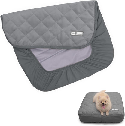 Paw Inspired Washable, Waterproof Fitted Dog Bed Cover, Beige, 34x2x5 Inch | Bed Protector for Dog Mattress, Removable Replacement Cover, For Small to Medium Pet Bed