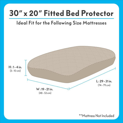 Paw Inspired Washable, Waterproof Fitted Dog Bed Cover, Beige, 34x2x5 Inch | Bed Protector for Dog Mattress, Removable Replacement Cover, For Small to Medium Pet Bed