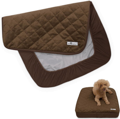 Paw Inspired Washable, Waterproof Fitted Dog Bed Cover, Beige, 34x2x5 Inch | Bed Protector for Dog Mattress, Removable Replacement Cover, For Small to Medium Pet Bed