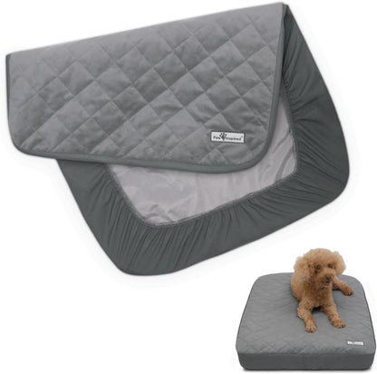 Paw Inspired Washable, Waterproof Fitted Dog Bed Cover, Beige, 34x2x5 Inch | Bed Protector for Dog Mattress, Removable Replacement Cover, For Small to Medium Pet Bed