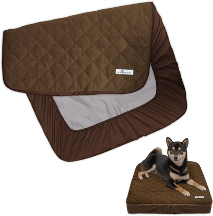 Paw Inspired Washable, Waterproof Fitted Dog Bed Cover, Beige, 34x2x5 Inch | Bed Protector for Dog Mattress, Removable Replacement Cover, For Small to Medium Pet Bed