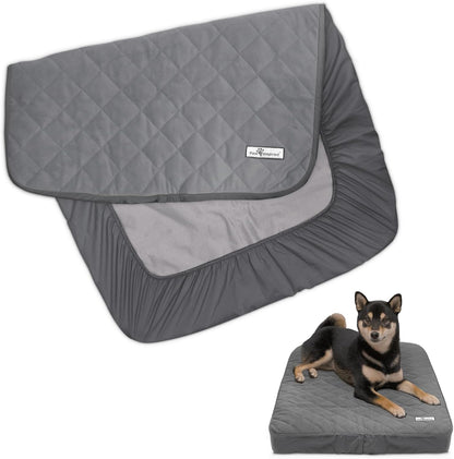 Paw Inspired Washable, Waterproof Fitted Dog Bed Cover, Beige, 34x2x5 Inch | Bed Protector for Dog Mattress, Removable Replacement Cover, For Small to Medium Pet Bed