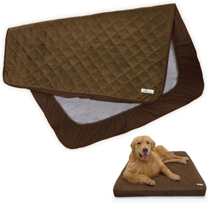 Paw Inspired Washable, Waterproof Fitted Dog Bed Cover, Beige, 34x2x5 Inch | Bed Protector for Dog Mattress, Removable Replacement Cover, For Small to Medium Pet Bed