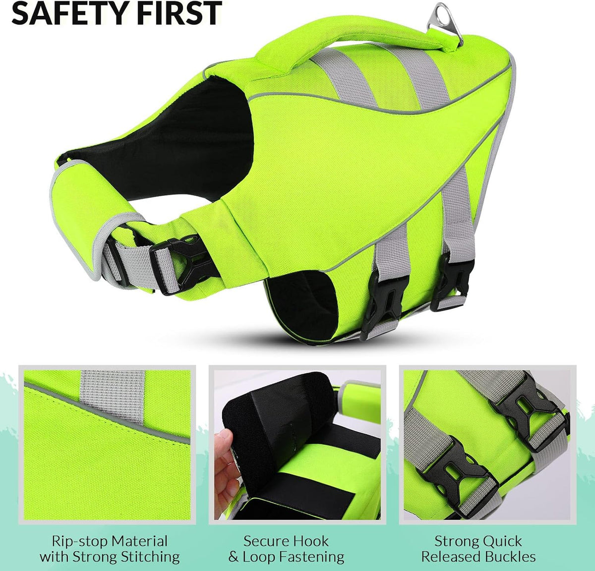 Large Dog Life Jacket Ripstop Dog Life Vest for Swimming Boating