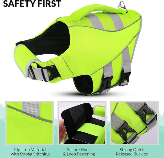 Large Dog Life Jacket Ripstop Dog Life Vest for Swimming Boating