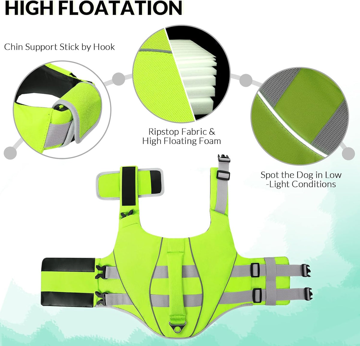 Large Dog Life Jacket Ripstop Dog Life Vest for Swimming Boating