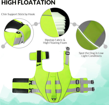 Large Dog Life Jacket Ripstop Dog Life Vest for Swimming Boating
