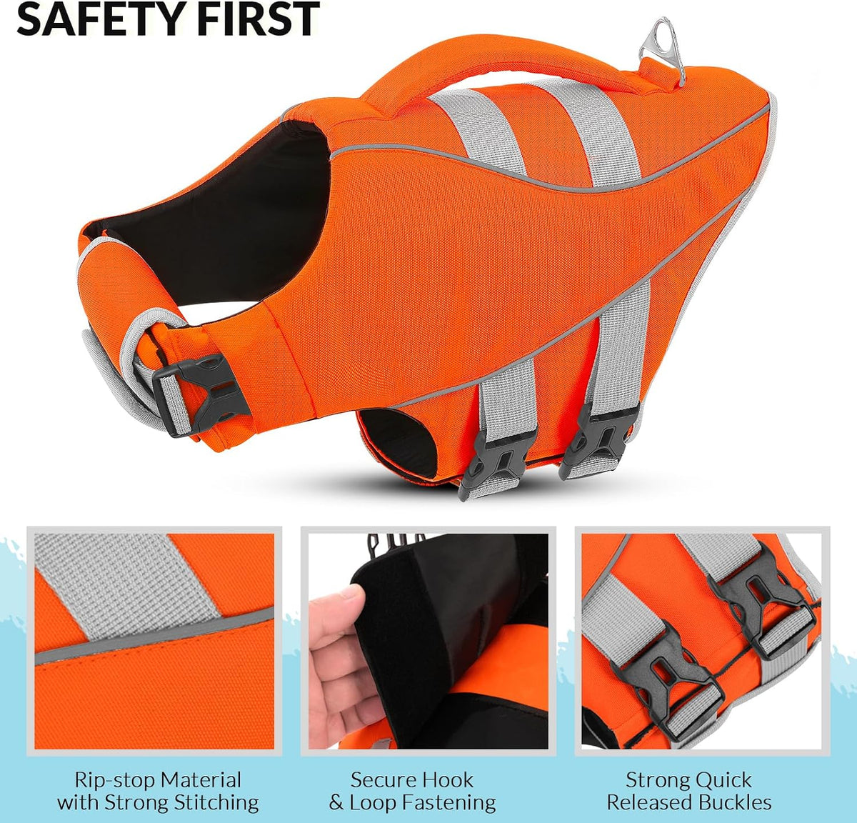 Large Dog Life Jacket Ripstop Dog Life Vest for Swimming Boating