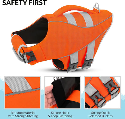 Large Dog Life Jacket Ripstop Dog Life Vest for Swimming Boating