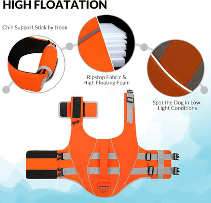 Large Dog Life Jacket Ripstop Dog Life Vest for Swimming Boating