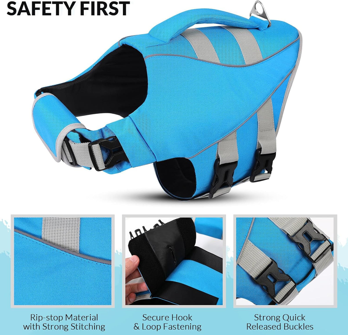 Large Dog Life Jacket Ripstop Dog Life Vest for Swimming Boating