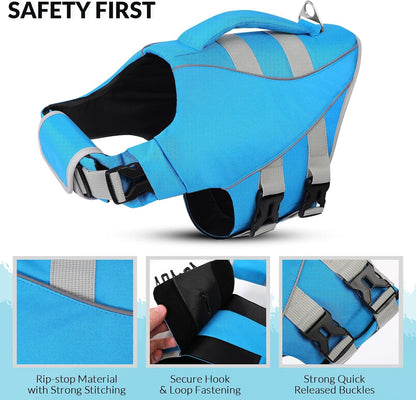 Large Dog Life Jacket Ripstop Dog Life Vest for Swimming Boating