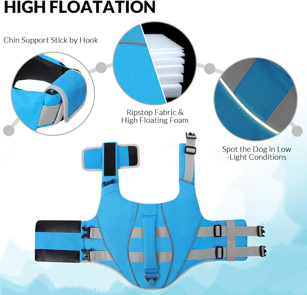 Large Dog Life Jacket Ripstop Dog Life Vest for Swimming Boating