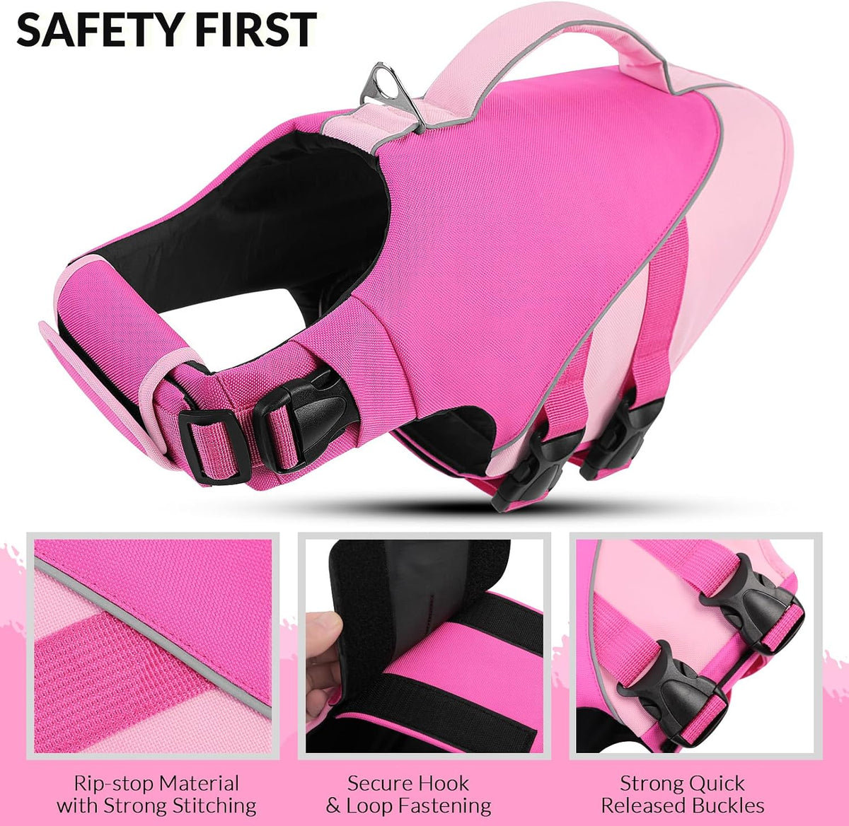 Large Dog Life Jacket Ripstop Dog Life Vest for Swimming Boating