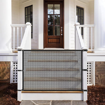 Dog Gate for Stairs Pet Gates for The House: Dogs Screen Mesh Gate for Doorways Stairways Indoor Safety 29 inches Tall, 38 inch Wide .6 Hooks !