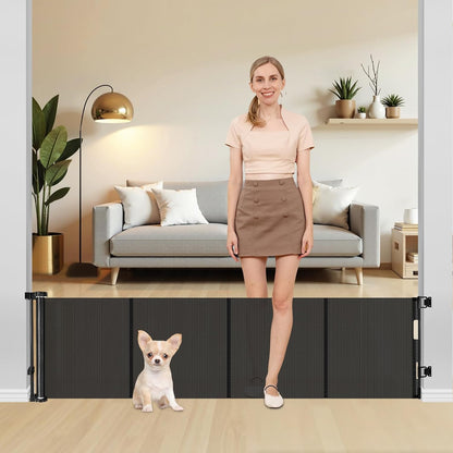 20 Inch Tall x 80 Inch Extra Wide Short Dog Gate to Step Over, Small Dog Gate for The House, Short Pet Gate Indoor Outdoor Puppy Gates for Doorways Mesh Doggie Gates for Wide Openings (Gray)