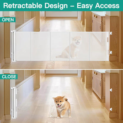 20 Inch Tall x 80 Inch Extra Wide Short Dog Gate to Step Over, Small Dog Gate for The House, Short Pet Gate Indoor Outdoor Puppy Gates for Doorways Mesh Doggie Gates for Wide Openings (Gray)