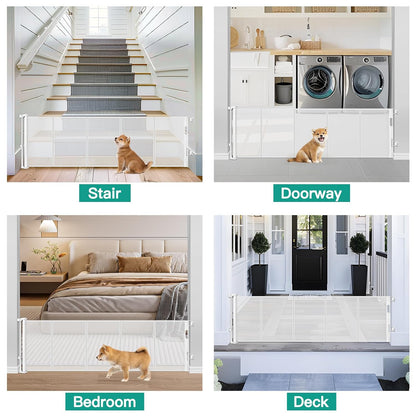 20 Inch Tall x 80 Inch Extra Wide Short Dog Gate to Step Over, Small Dog Gate for The House, Short Pet Gate Indoor Outdoor Puppy Gates for Doorways Mesh Doggie Gates for Wide Openings (Gray)